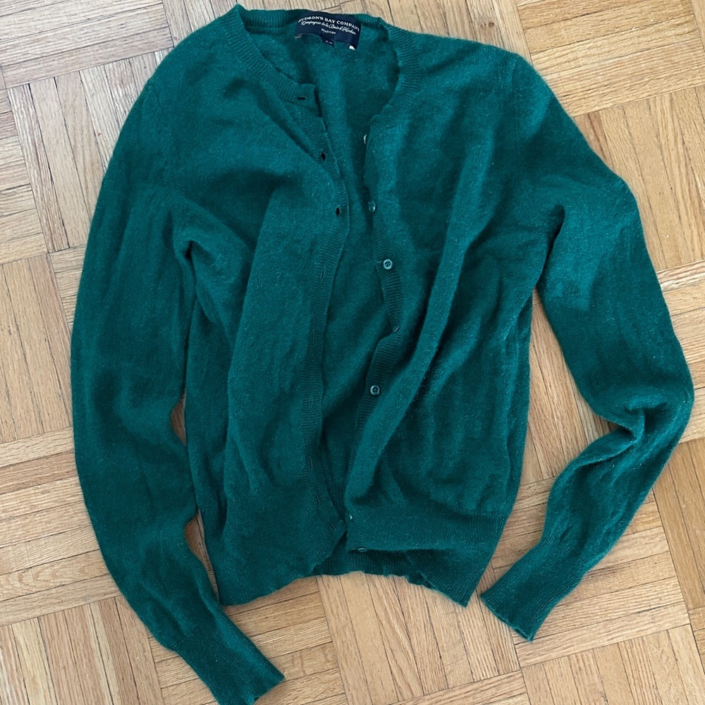 Hudson’s Bay Women's Green Cashmere Cardigan